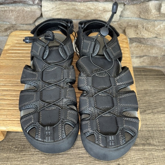 Khombu Hiking Sandals Mens Size 8 Black Slip On Closed Toe Strap Back NWT - Picture 1 of 16